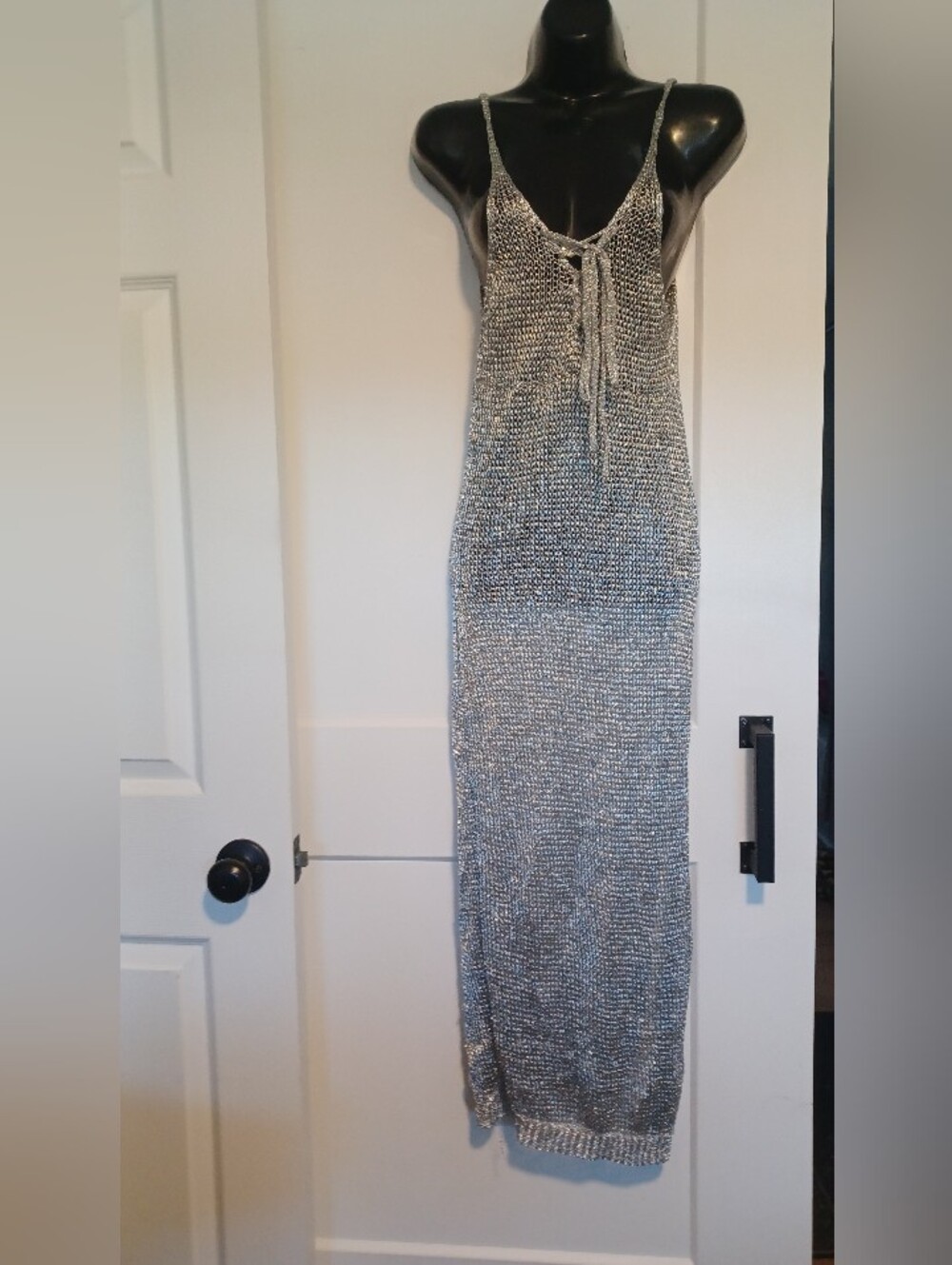 J. Crew Silver Metallic Knit Maxi Dress